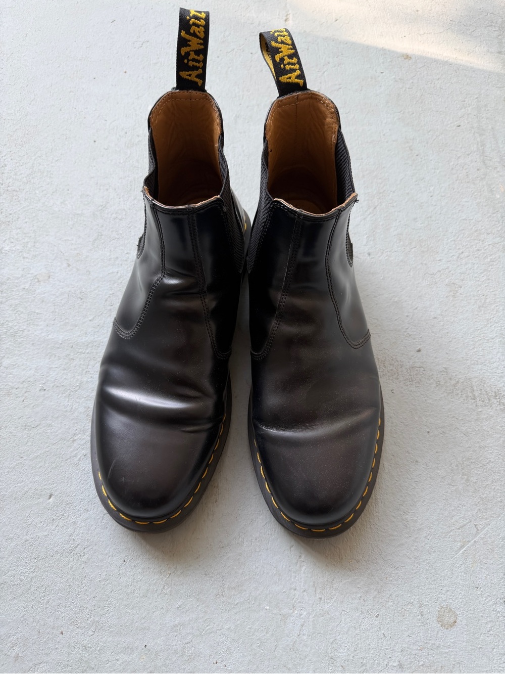 Dr. Martens 2976 Black Leather Chukka Boots with Yellow Stitching